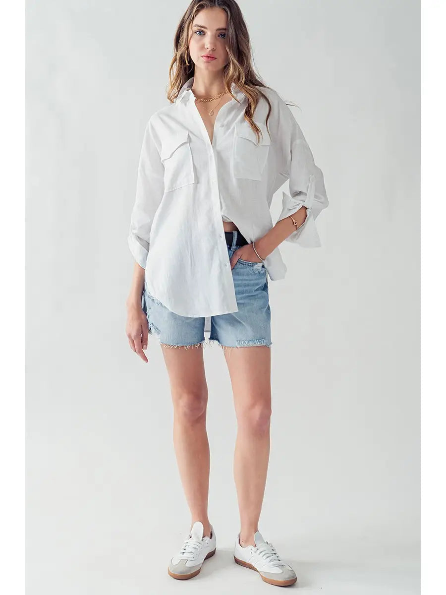 Long linen button up