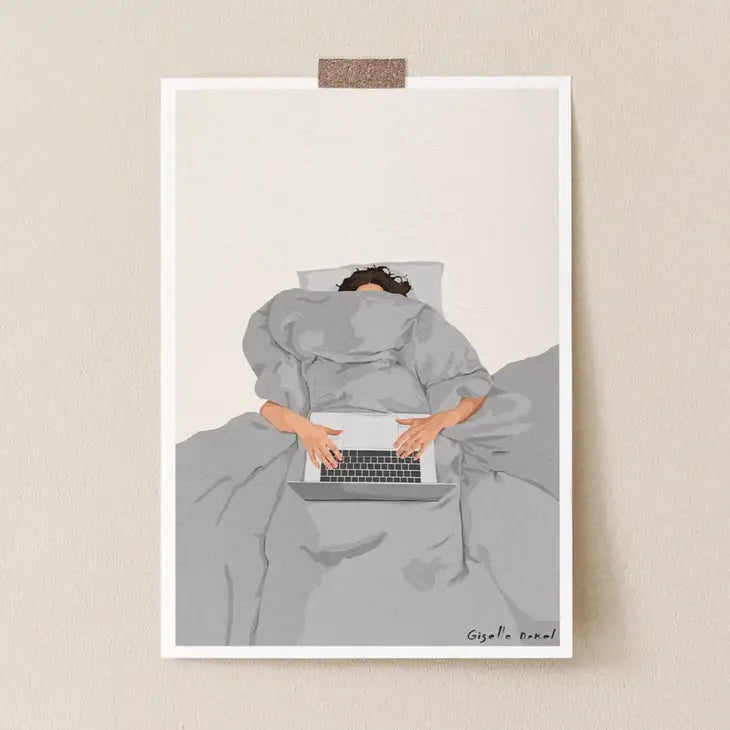Working on the Weekend print by Giselle Dekel