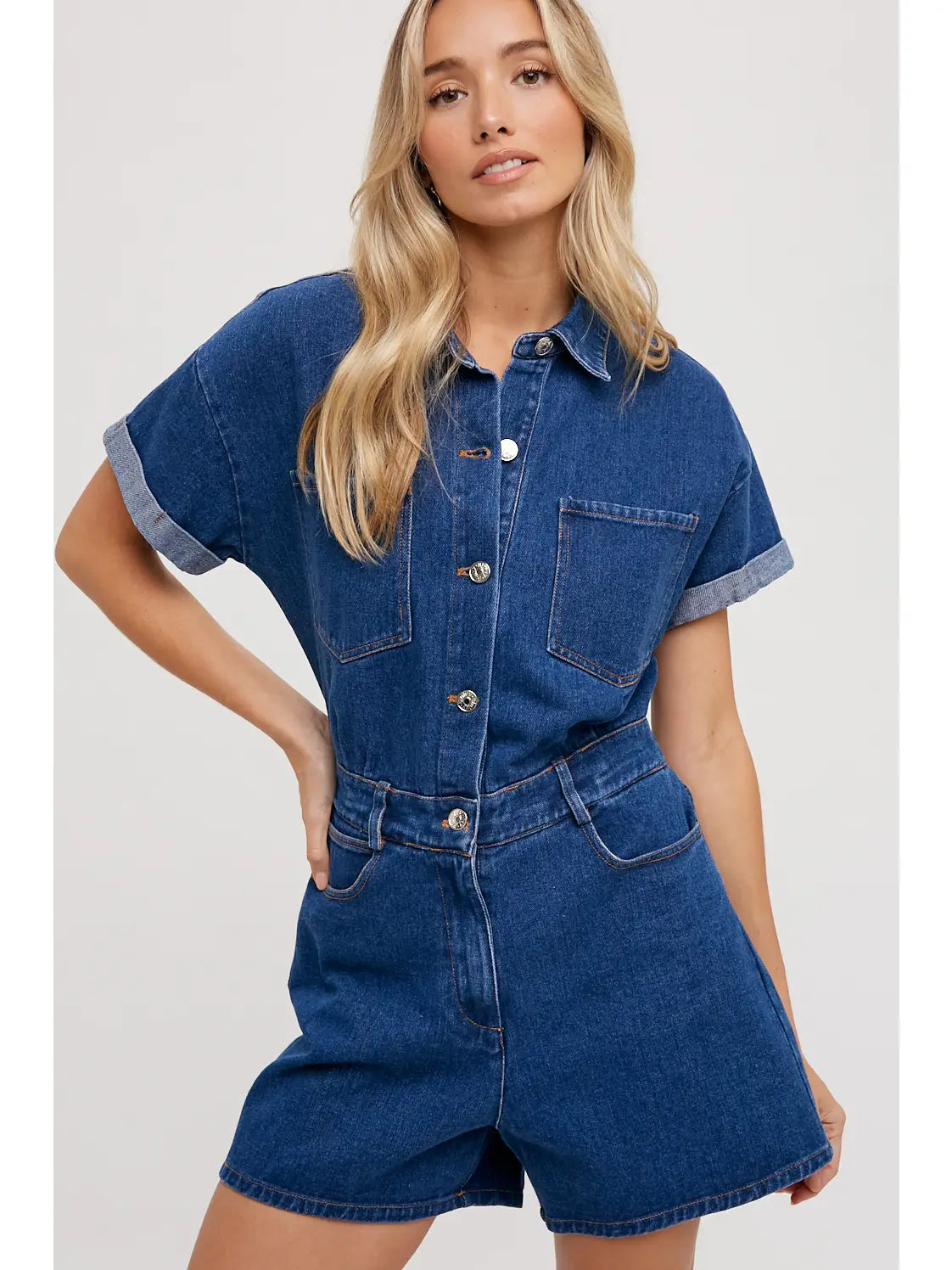 Dark denim romper online