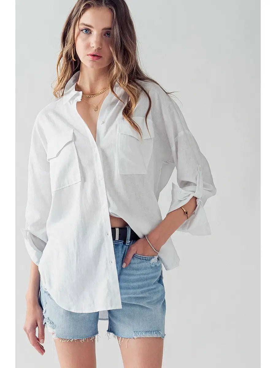 Long linen button up