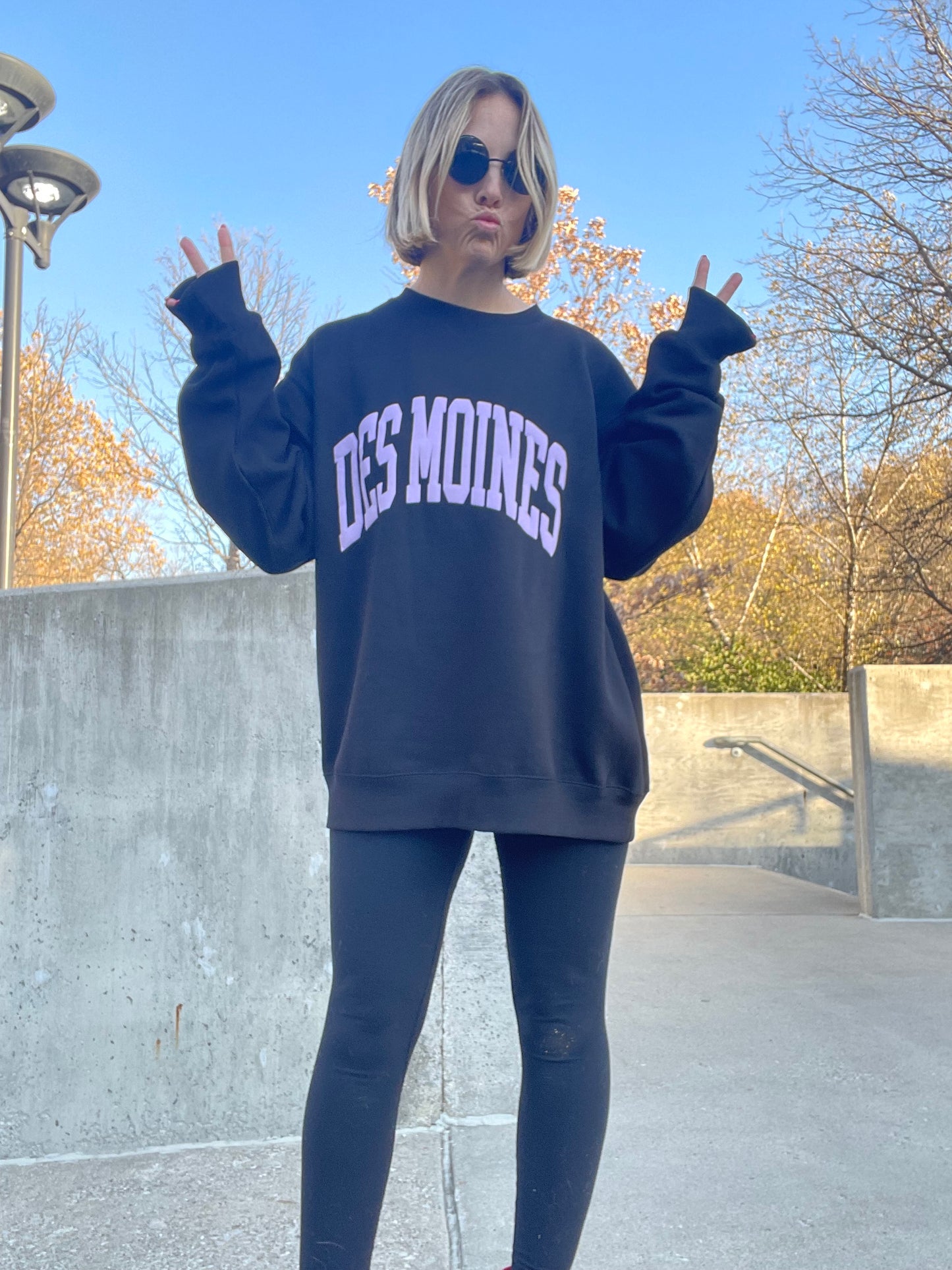 DES MOINES puff print sweatshirt