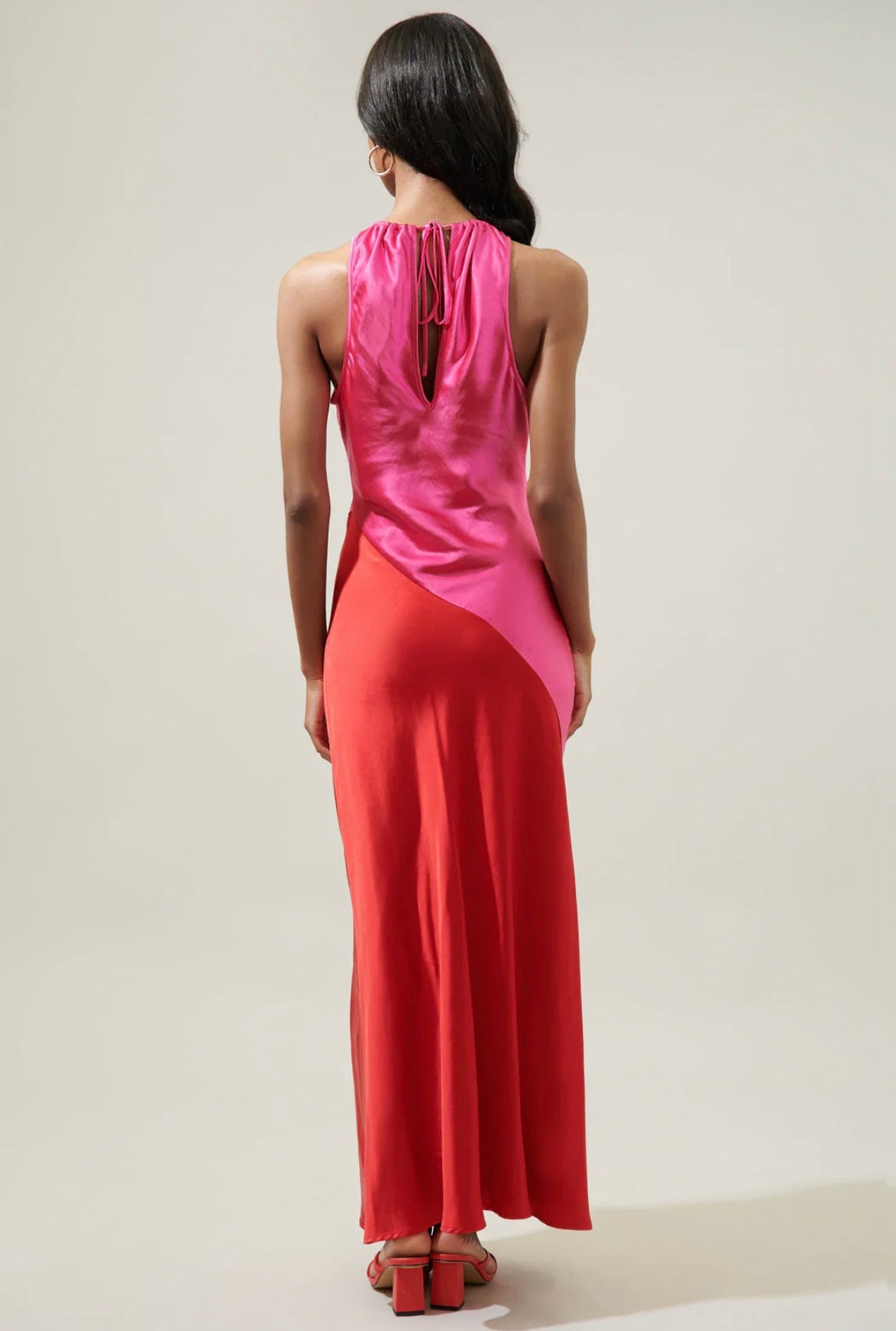 Blake satin dress in pink/red