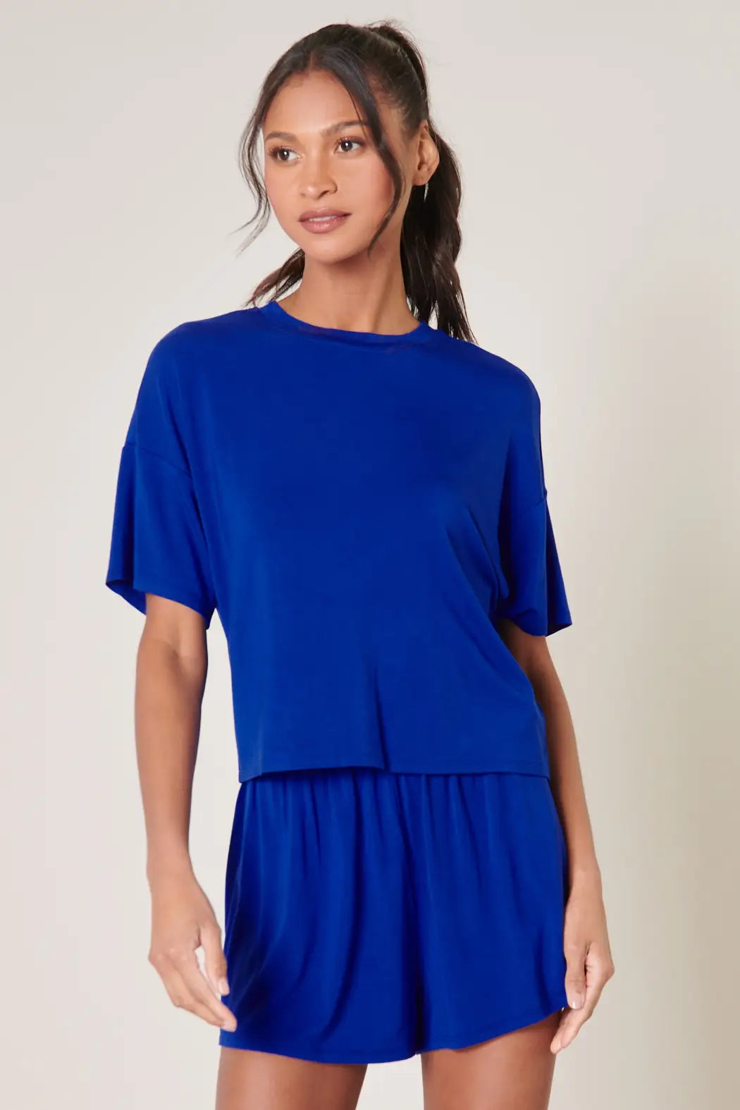 'All Day Every Day' jersey tee in cobalt
