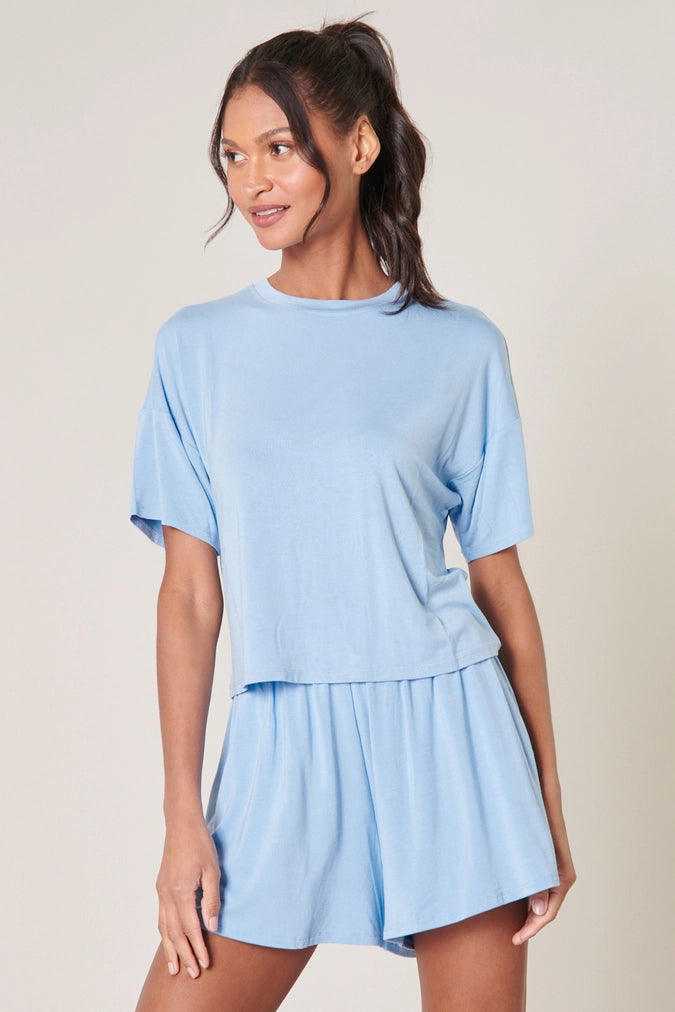 'All Day Every Day' jersey tee in light blue