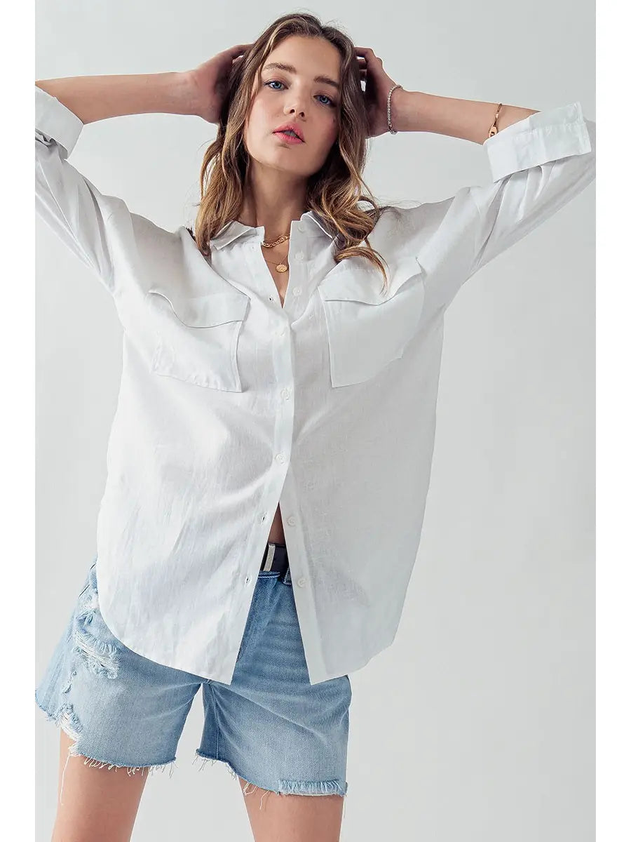 Long linen button up