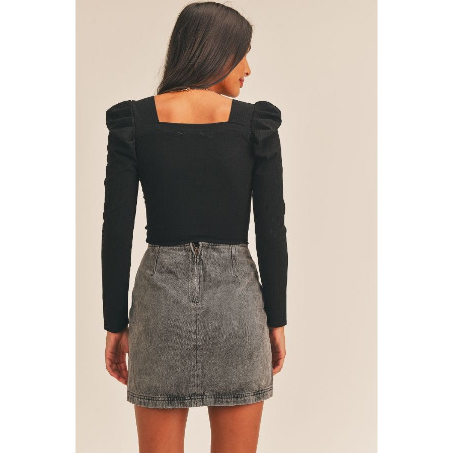 'In a Mood' square ribbed top