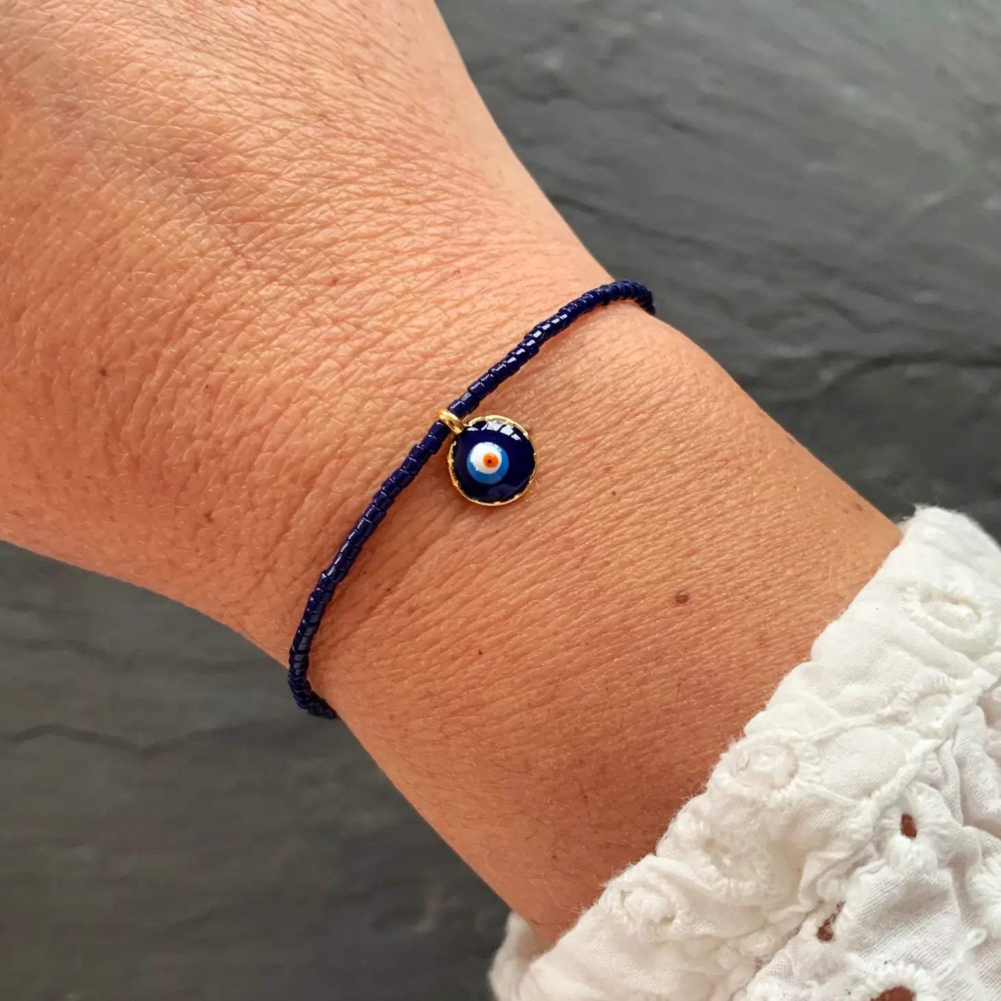 Evil Eye Bracelet, Evil Eye Charm Bracelet, Seed Beads Bracelet