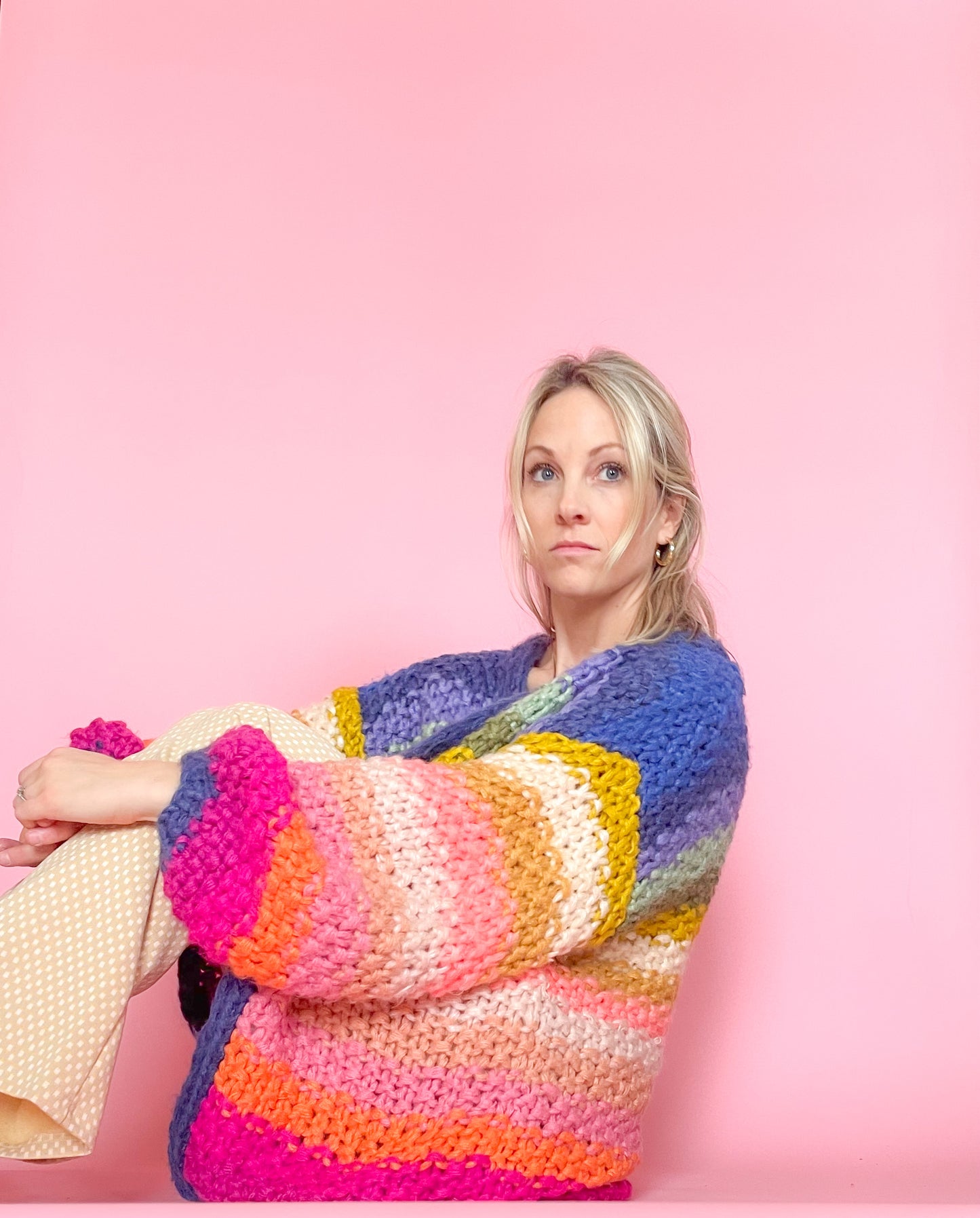 ‘Colorful closet’ hand knit cardigan