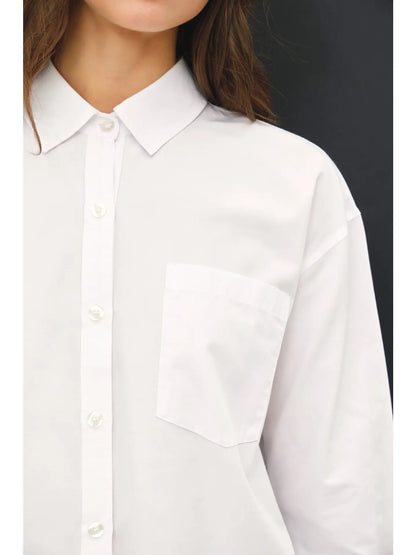 jane oversized button up shirt - white