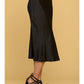 Satin midi skirt in black