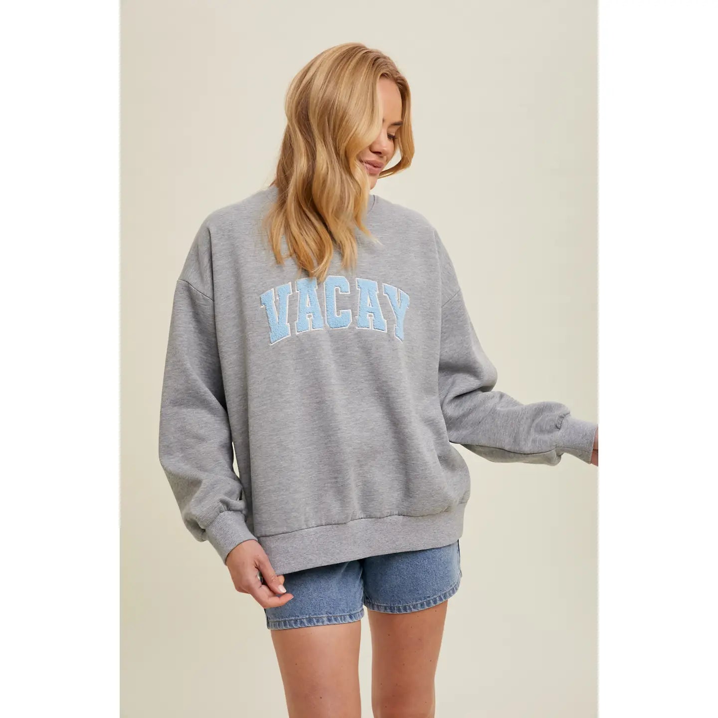 vacay patch sweatshirt - grey