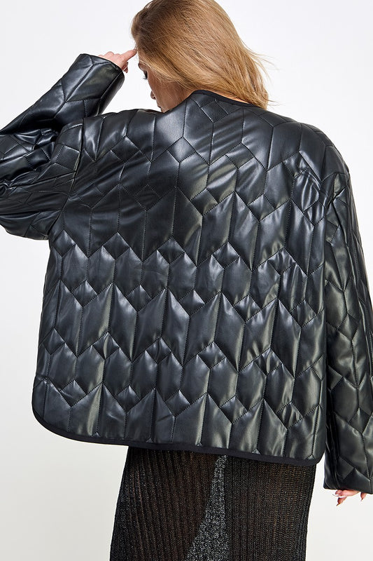 Quilted vegan leather jacket