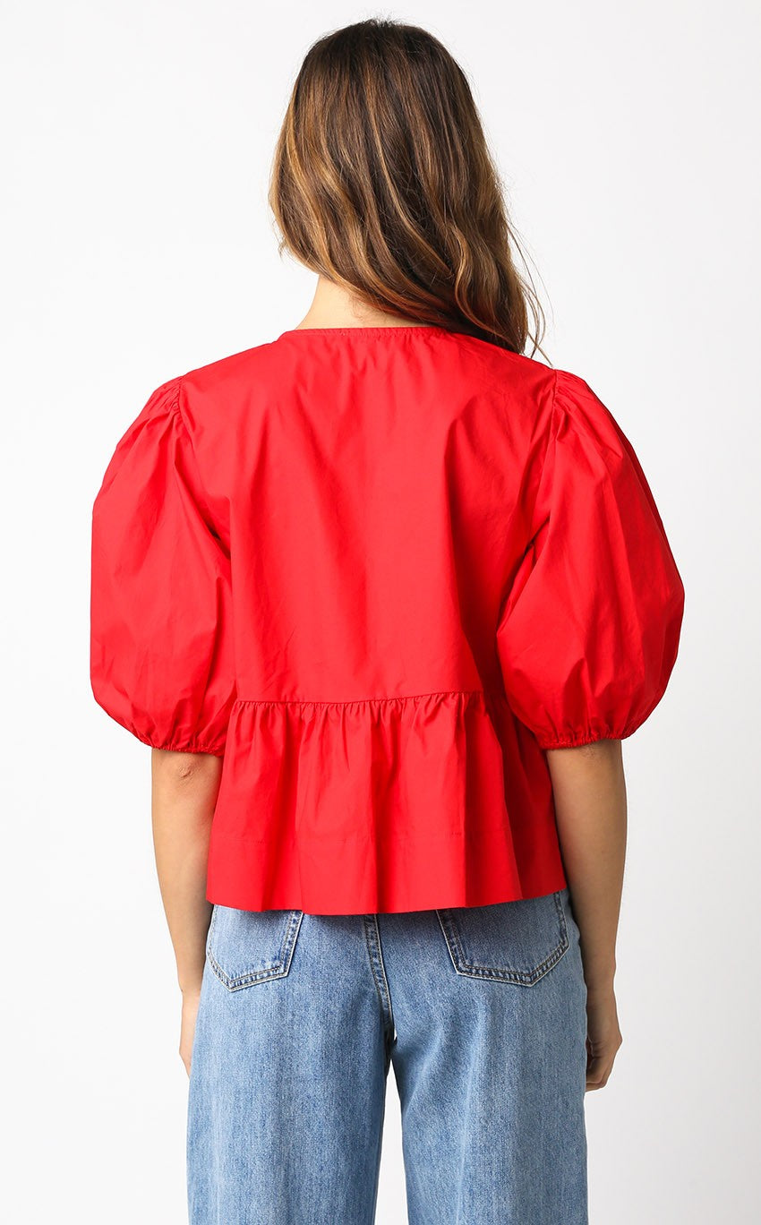 vess tie front puff sleeve blouse