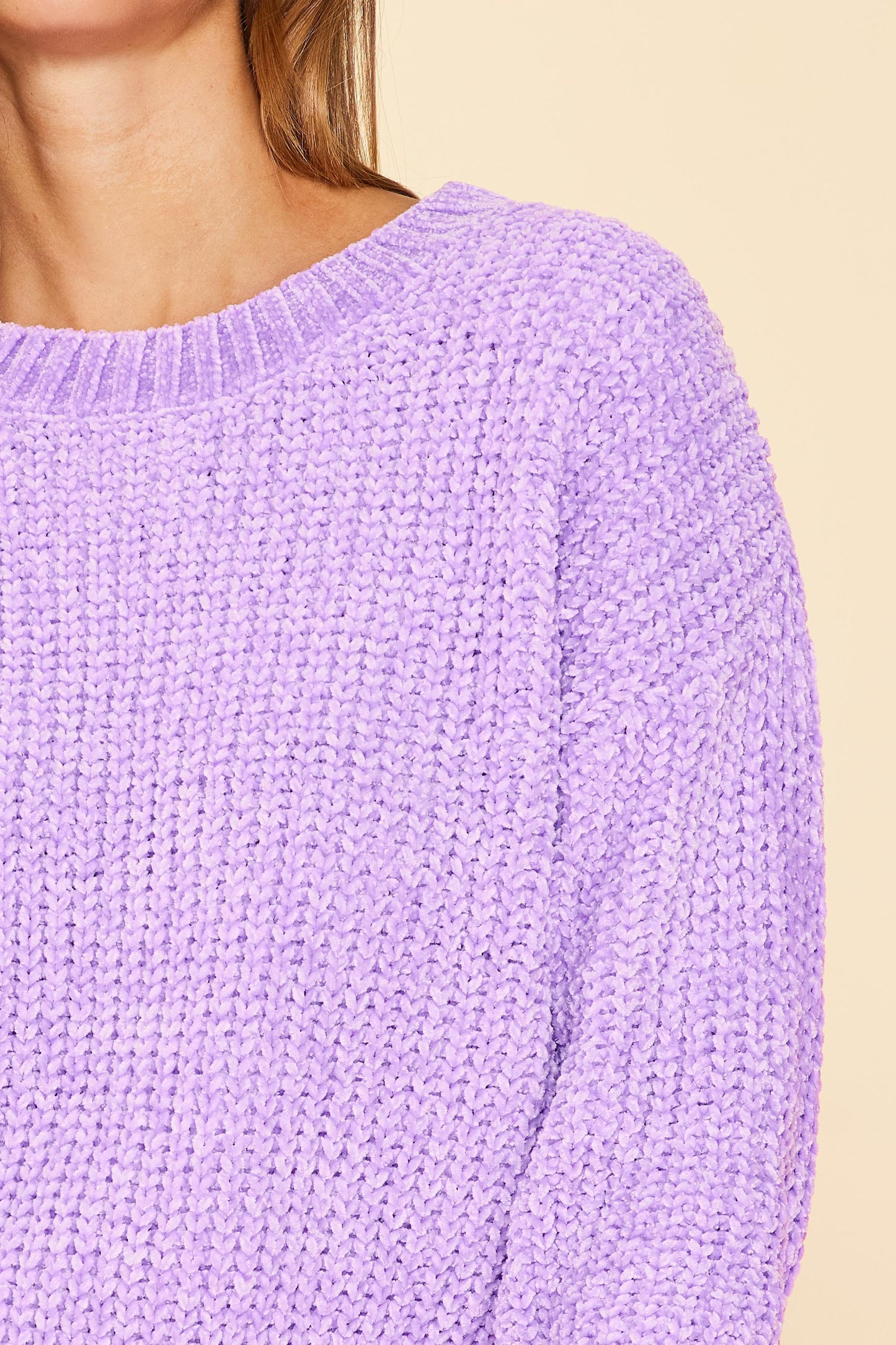 katy super cozy sweater in lavender