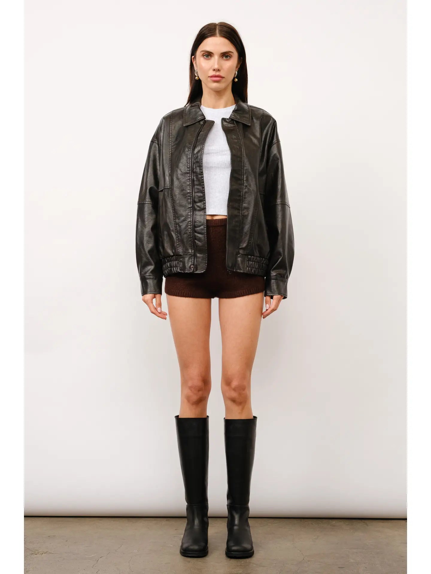 julia oversized vegan leather bomber jacket