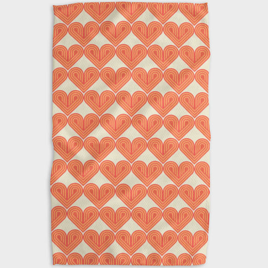 geometry tea towel - retro hearts