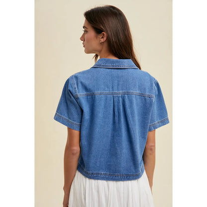 brigette collared denim top