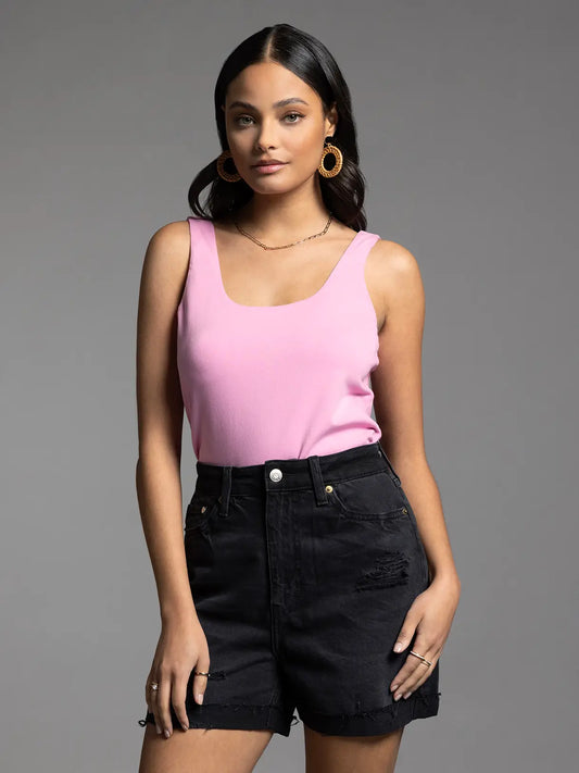 gemma square neck tank top in pink