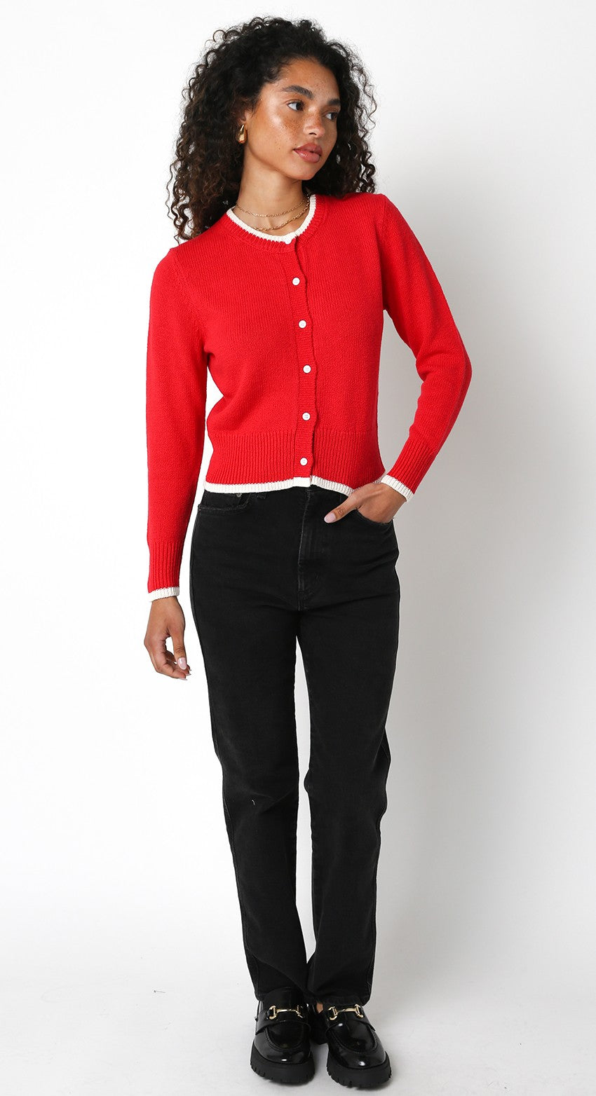 tess cardigan - red