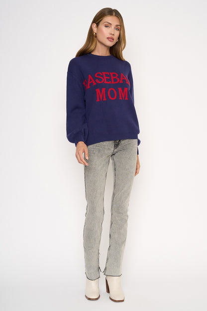 baseball mom crew sweater