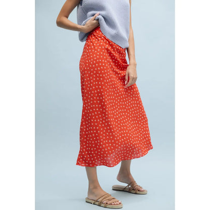 sami floral print midi skirt - strawberry red