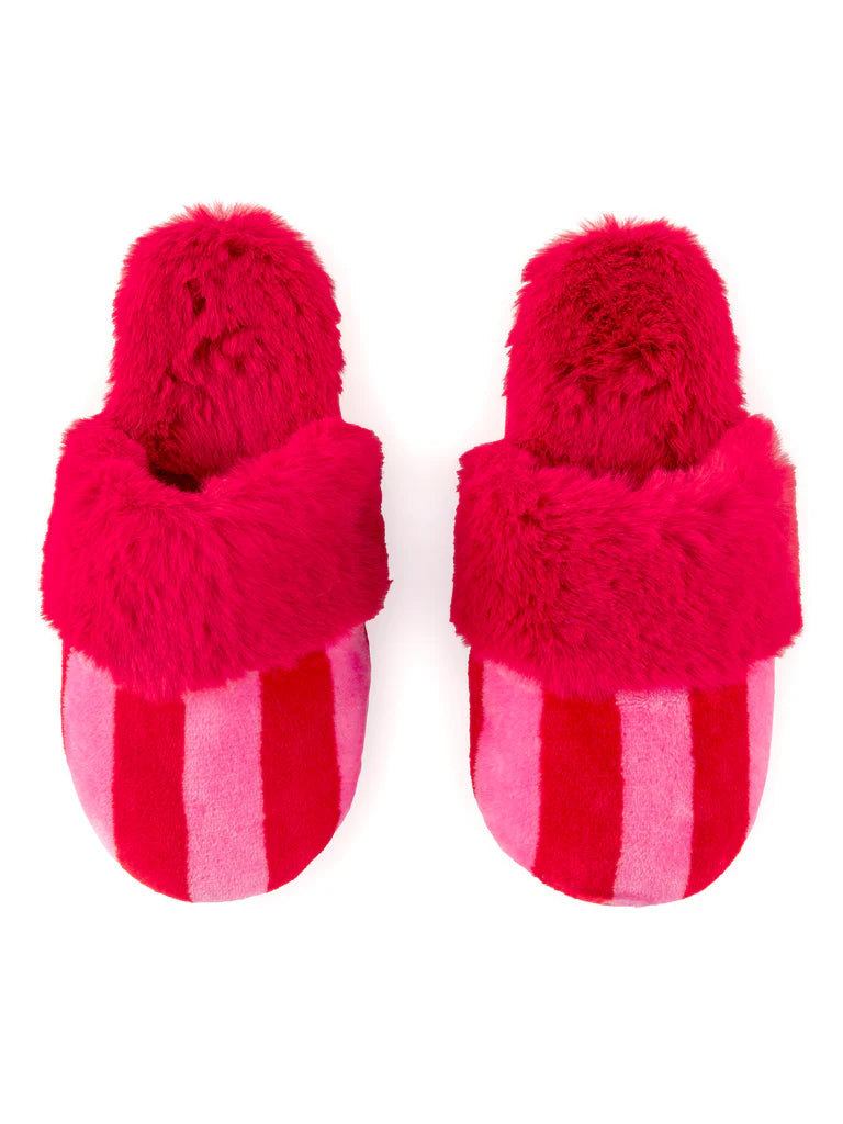 felicity fuzzy slippers - red stripe