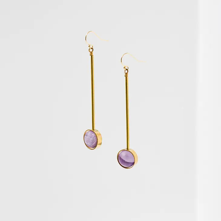 Golden Gem drop earrings in deep purple