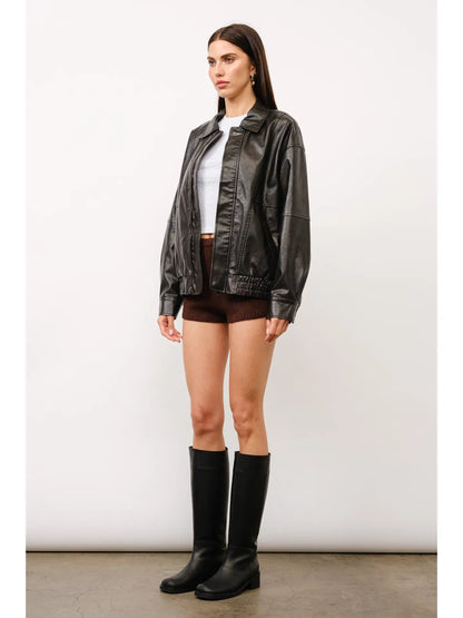 julia oversized vegan leather bomber jacket