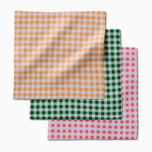 geometry dishcloth set of 3 -spring plaid