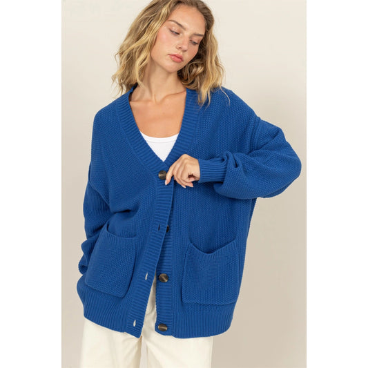 lya relaxed fit cardigan - royal