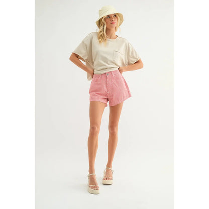 addie striped denim short - red/white