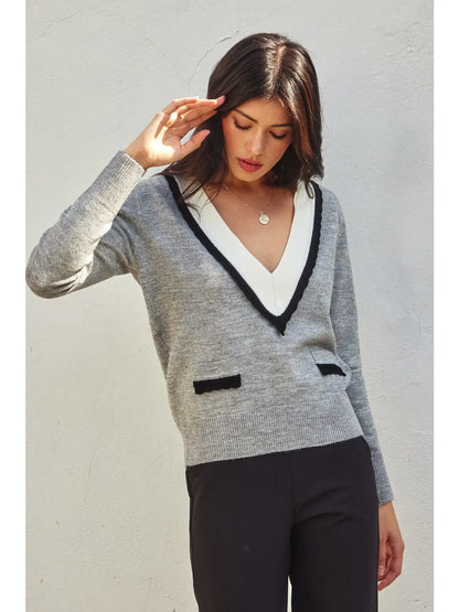 shawn v neck prep sweater