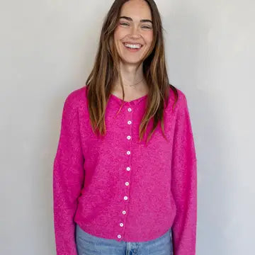 piper cozy cardigan - fuchsia