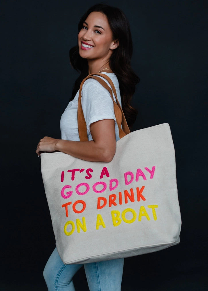 it's a good day extra large tote - navy or cream