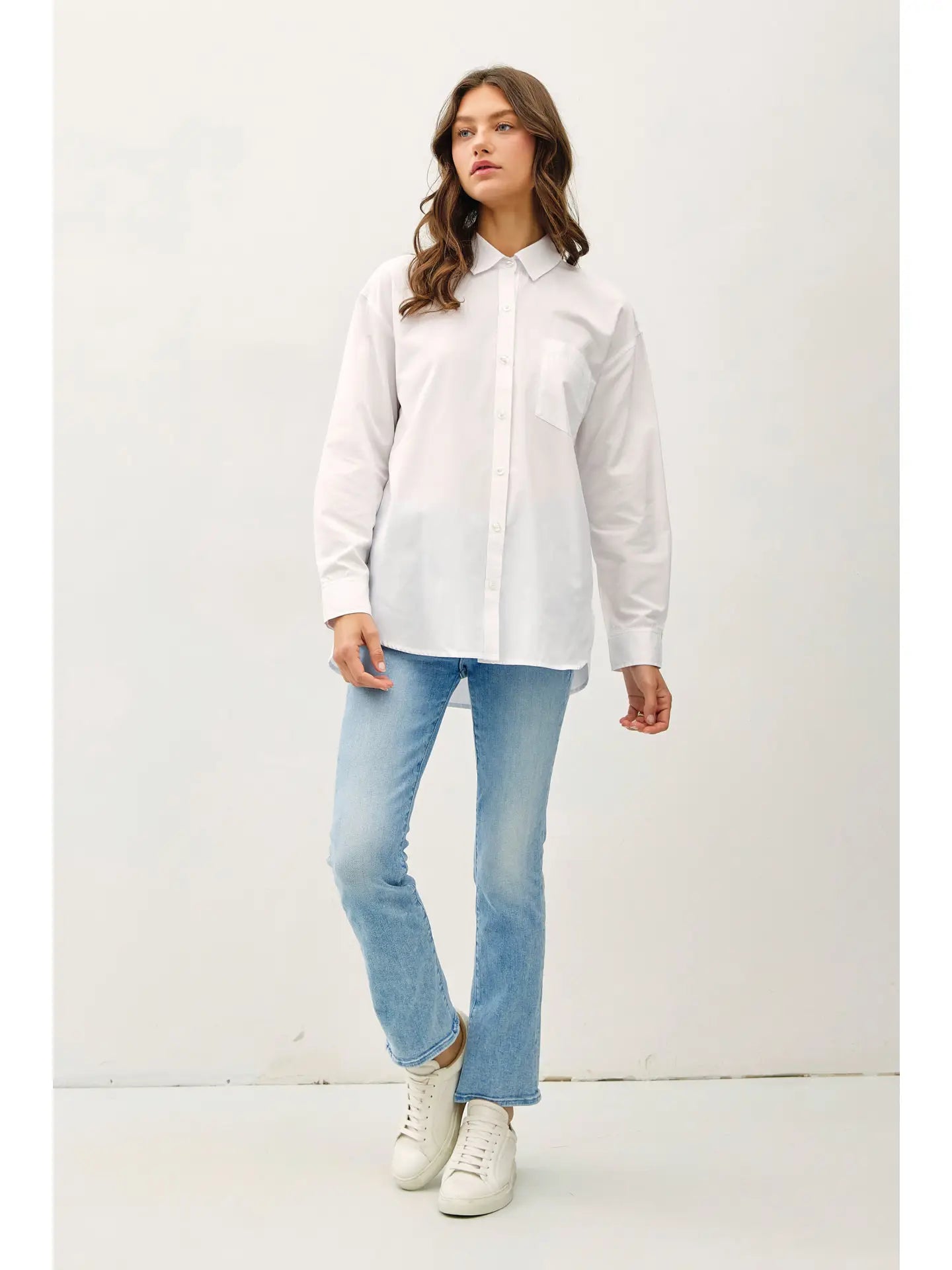 jane oversized button up shirt - white