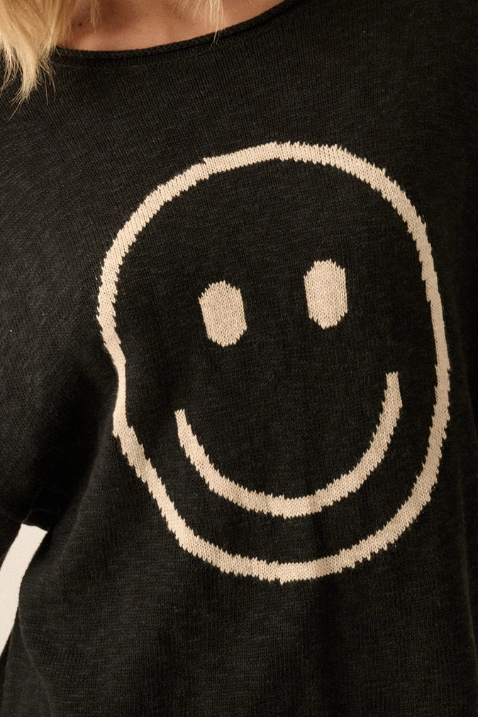 All Smiles lightweight sweater in black
