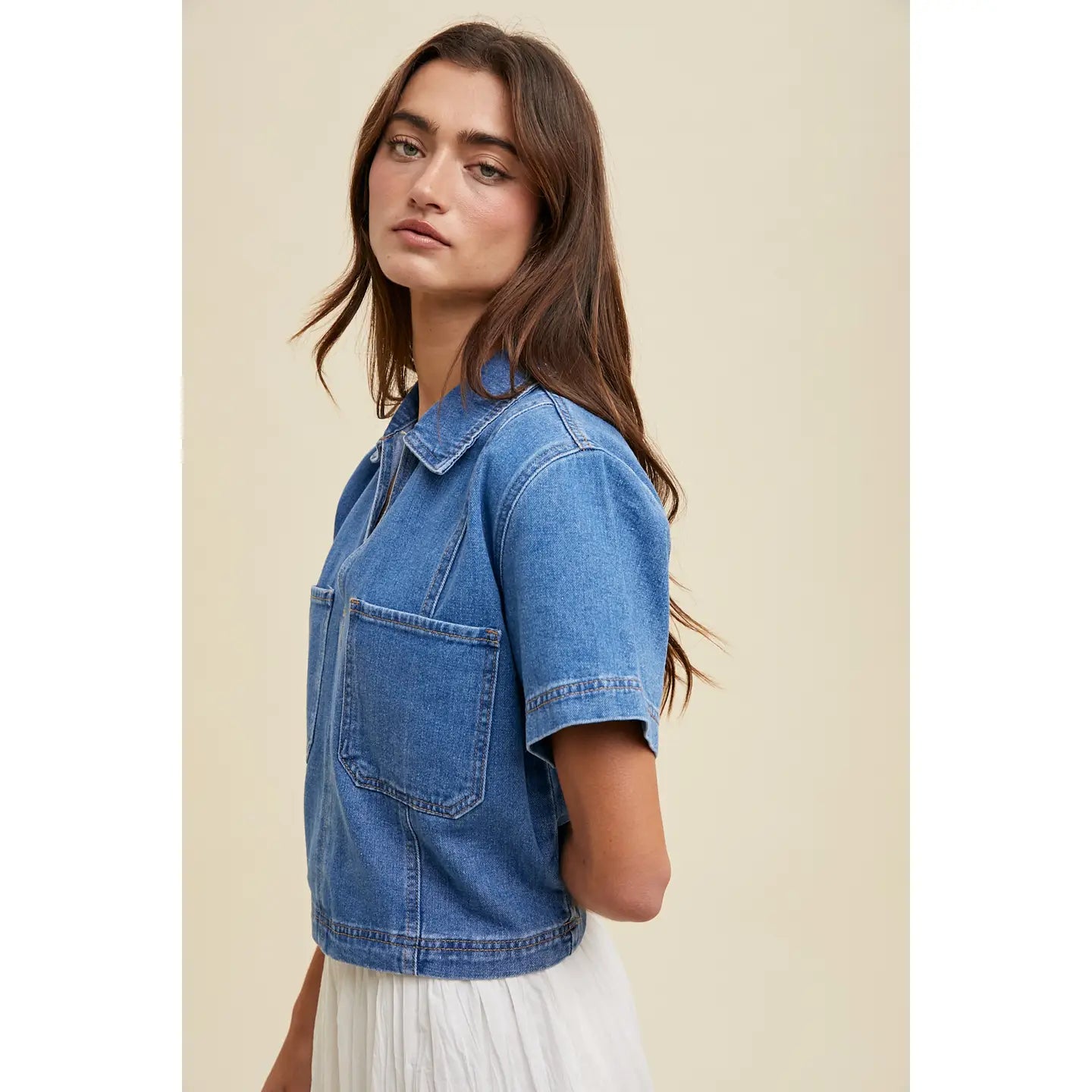 brigette collared denim top