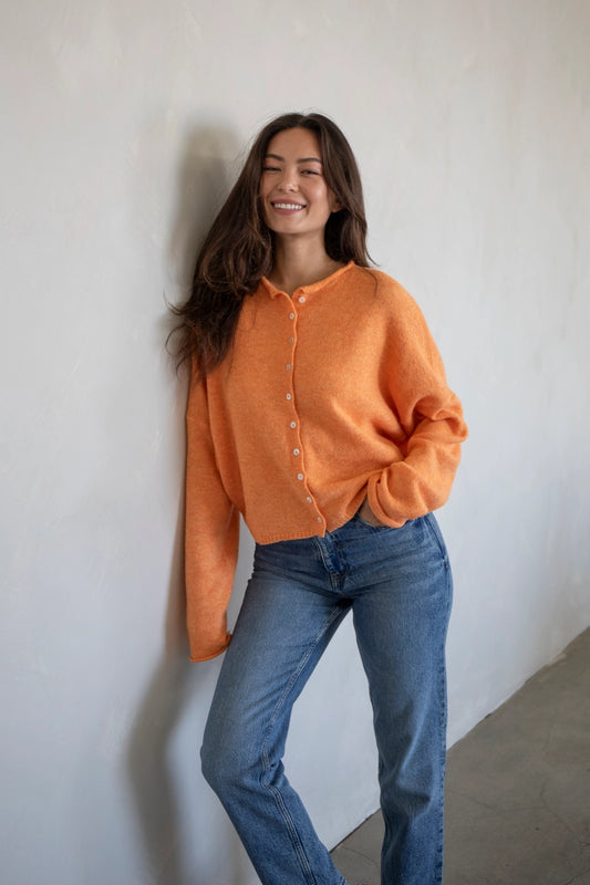 piper cozy cardigan - orange