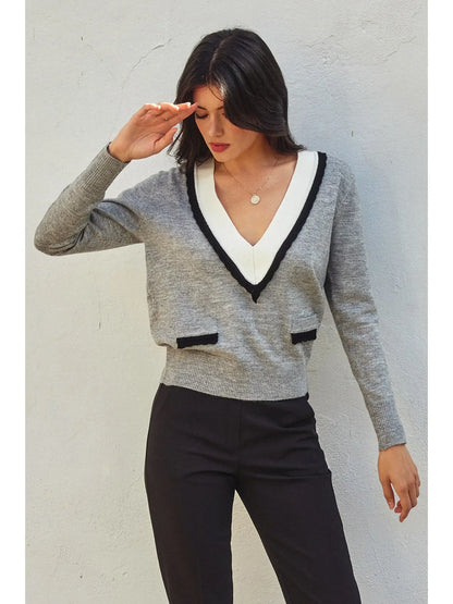 shawn v neck prep sweater