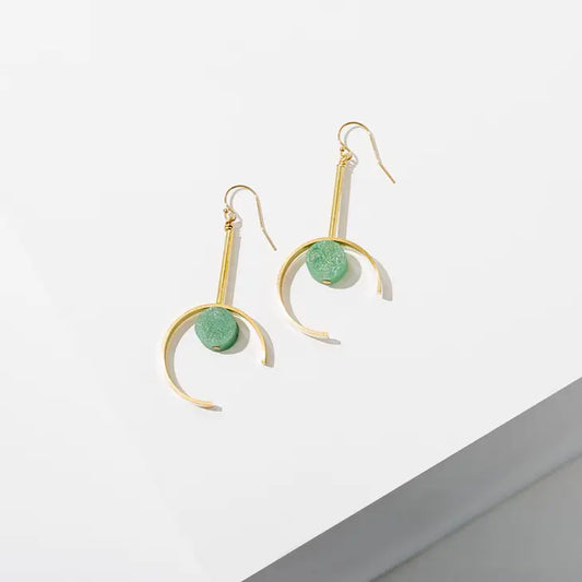 Crescent Gem earrings in green