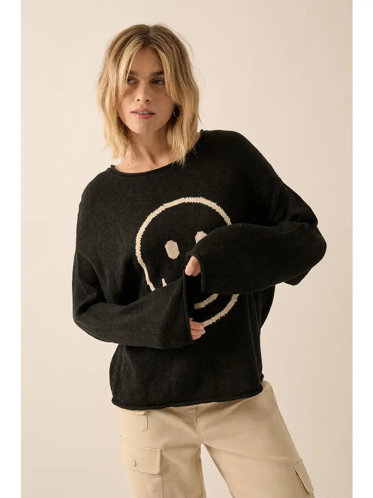 All Smiles lightweight sweater in black