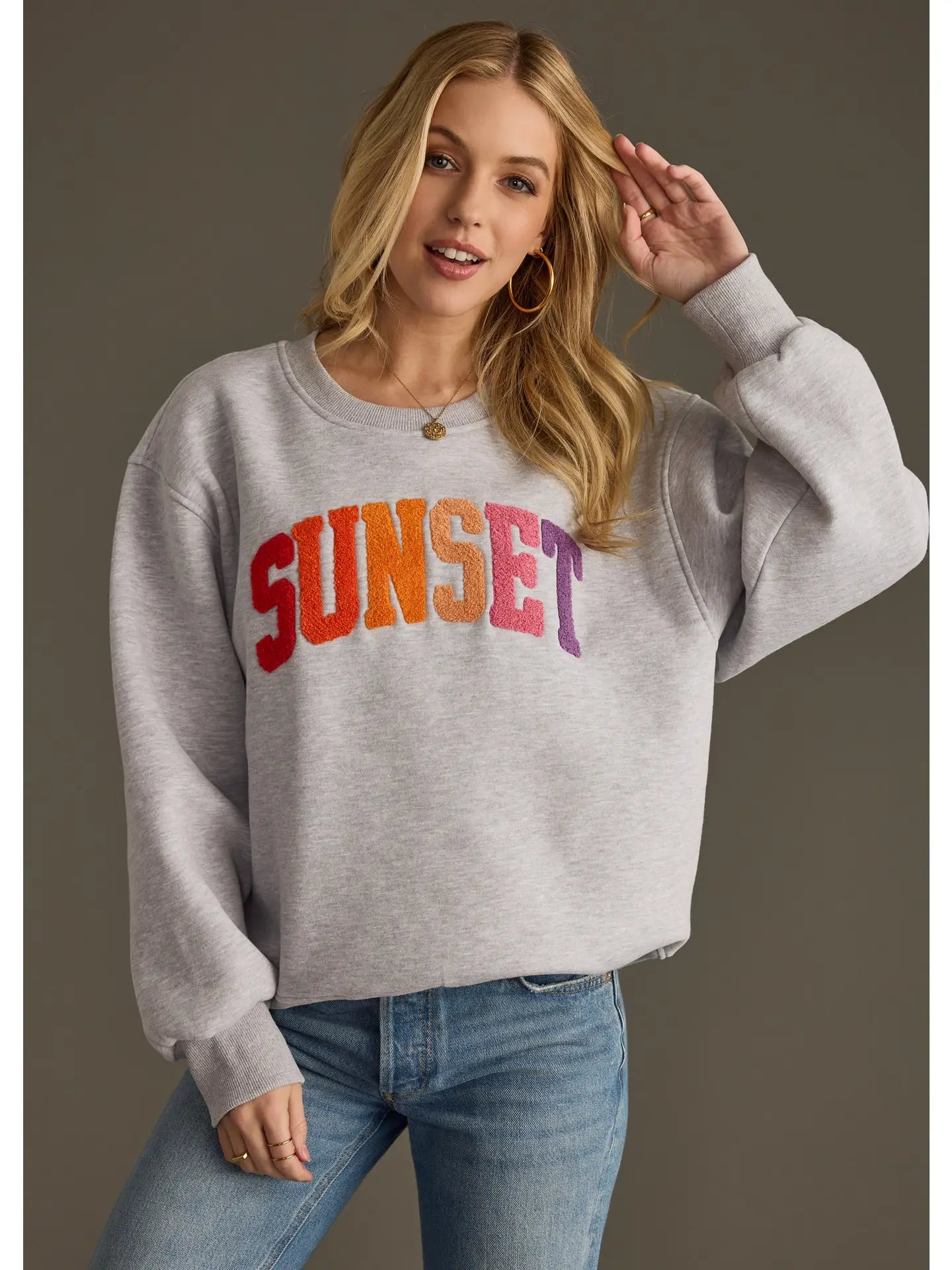 sunset gray textured sweatshirt