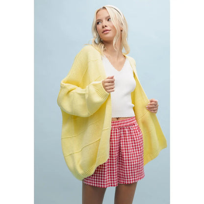 cal oversized lightweight open cardigan - lemon