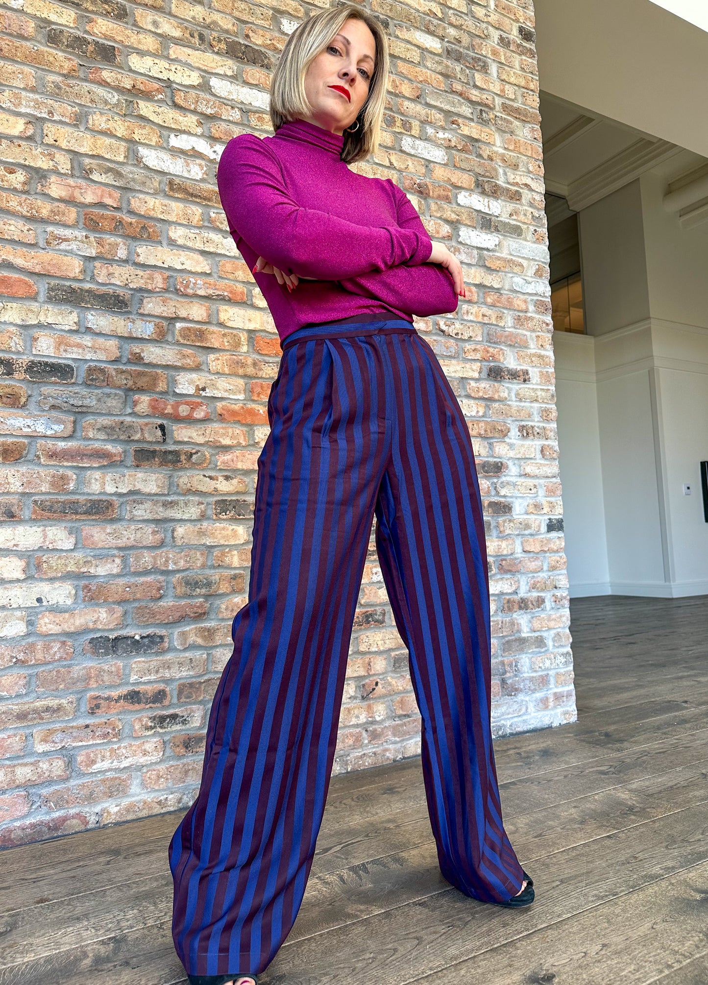 gina striped woven trousers
