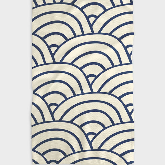 geometry tea towel - navy hills