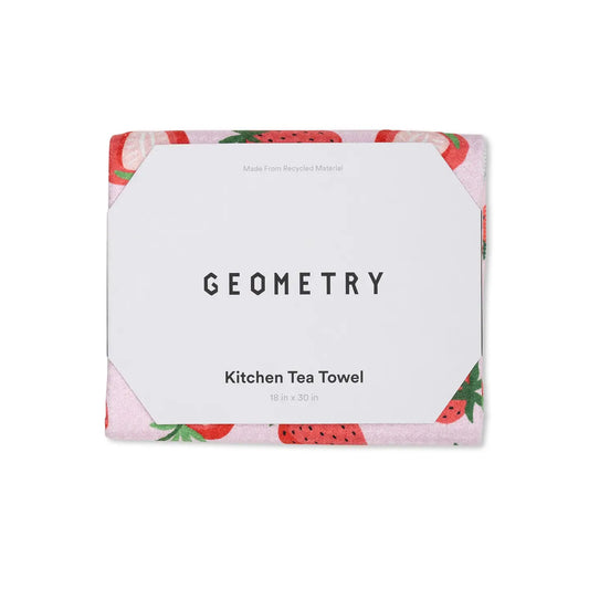geometry tea towel - sweet strawberry