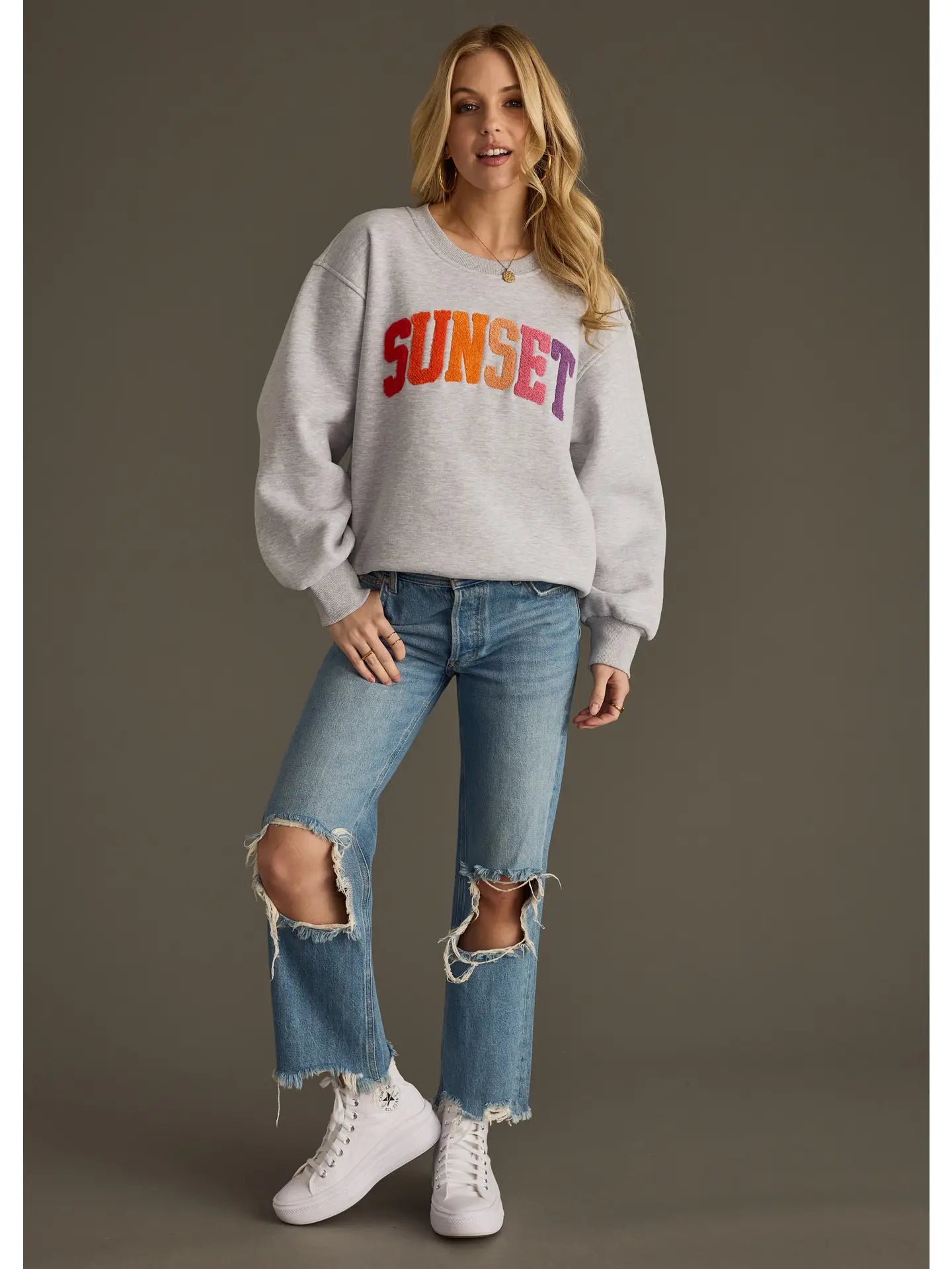 sunset gray textured sweatshirt