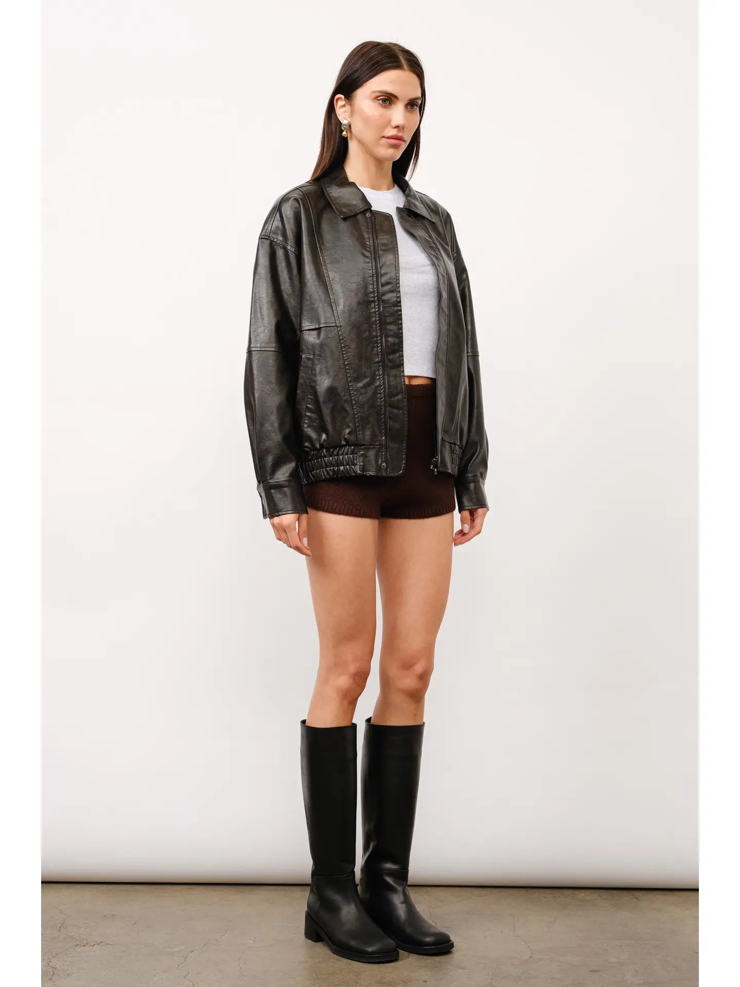 julia oversized vegan leather bomber jacket