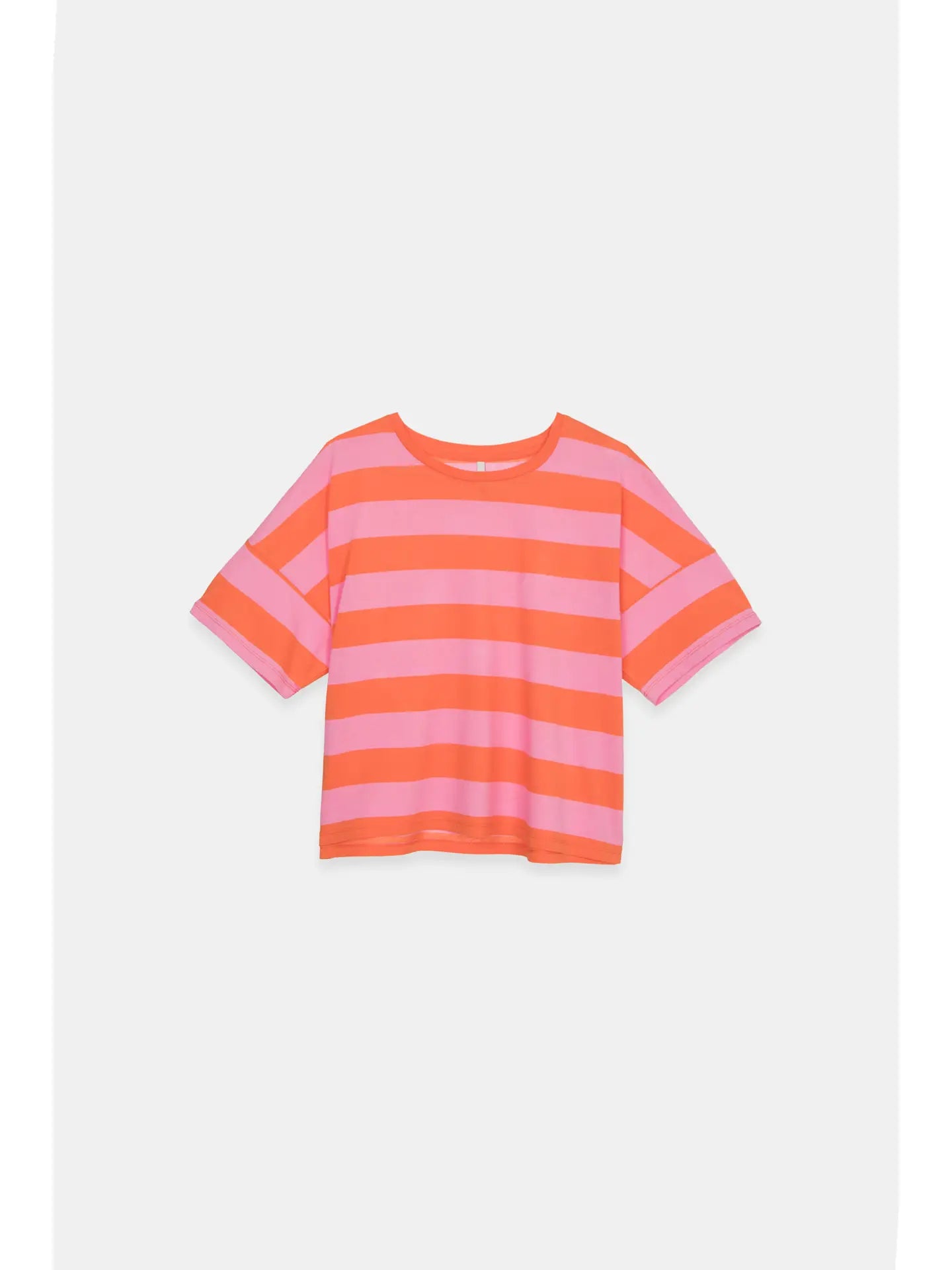 kate organic preppy stripe tee - pink