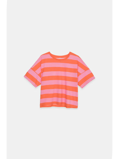 kate organic preppy stripe tee - pink